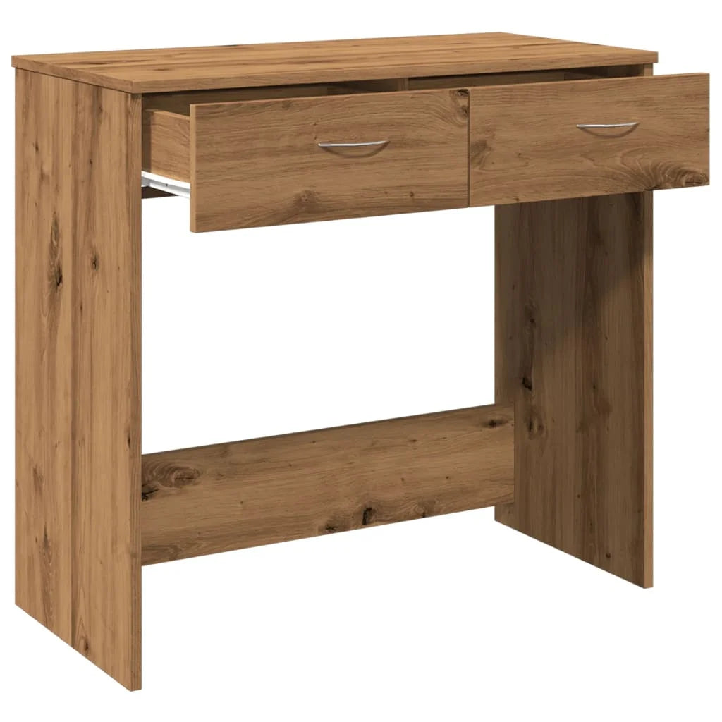 Desk 80×40×75 cm – Handcrafted from engineered wood in Artisan Oak | Compact table with 2 drawers