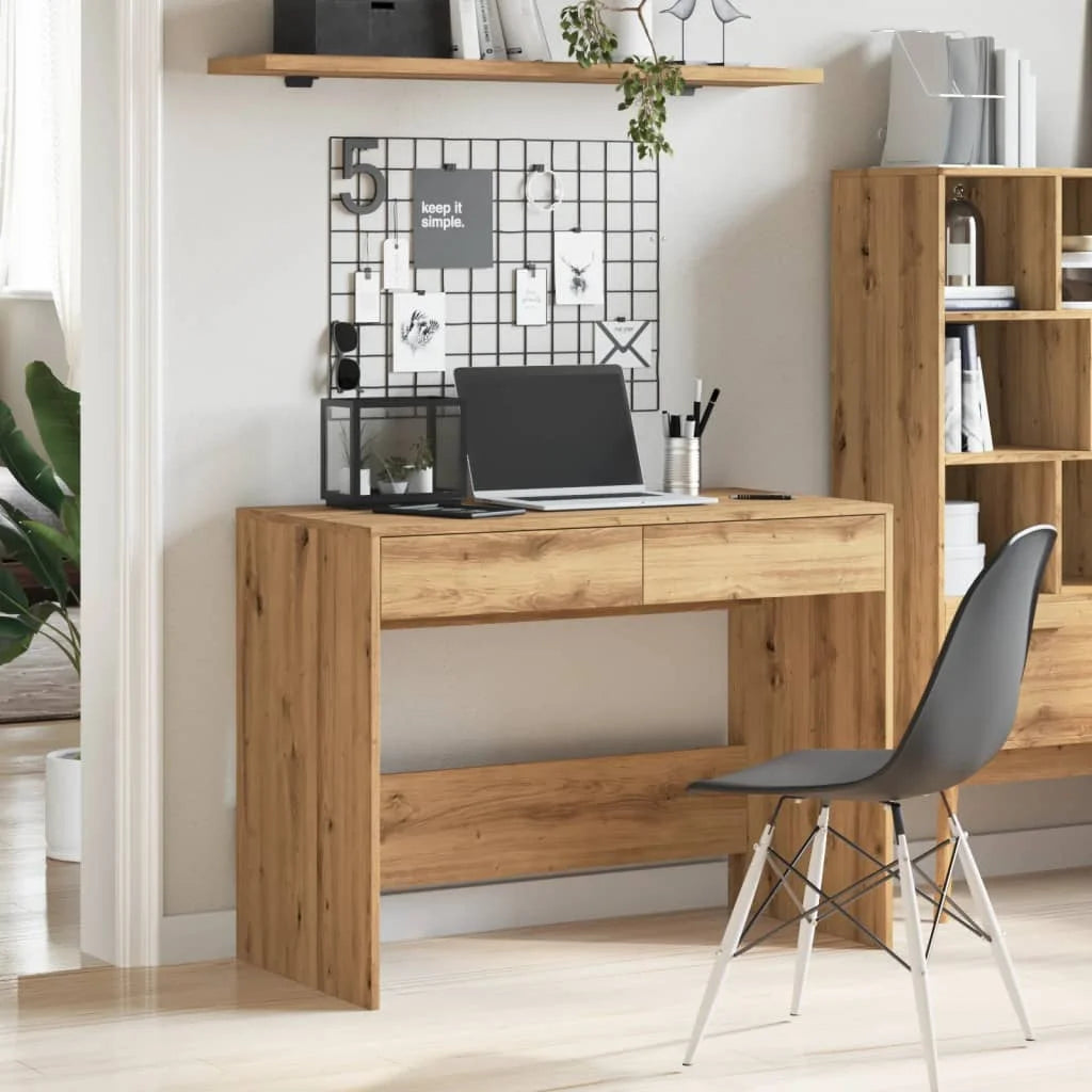Desk 101×50×76.5 cm – Handcrafted from engineered wood in Artisan Oak | With 2 drawers