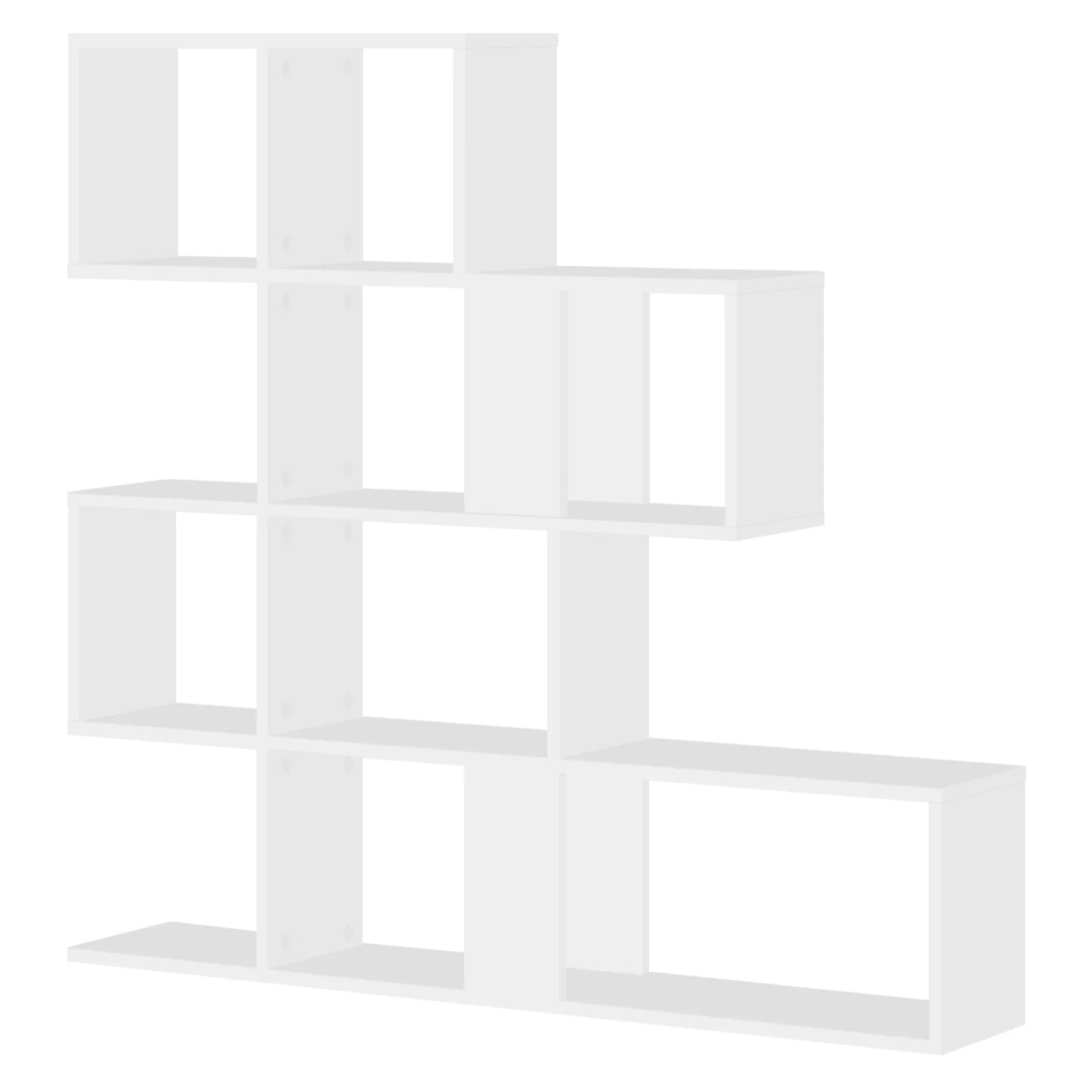 Bücherregal Treppenregal 4 Ebenen 115x109,5x19,5 cm Raumteiler Regal Weiß/Helle Eiche für Wohnzimmer Büro Schlafzimmer