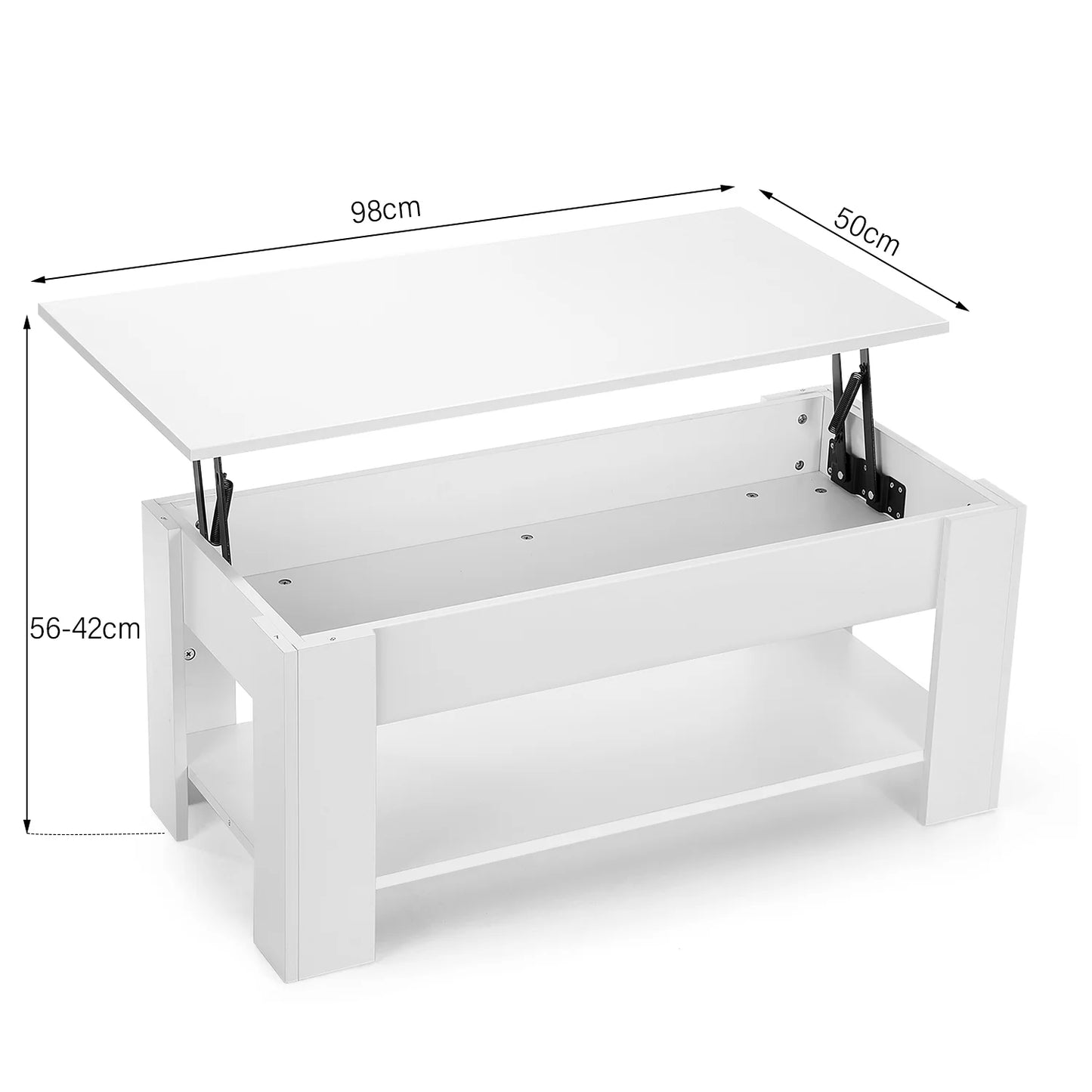 Couchtisch mit Höhenverstellbarer Platte KaffeHöhenverstellbarer Couchtisch mit Stauraum – Weiß, ausziehbar – Sofatisch für Wohnzimmer & Büroetisch ausziehbarer Wohnzimmertisch Sofatisch für Wohnzimmer, Büro, weiß