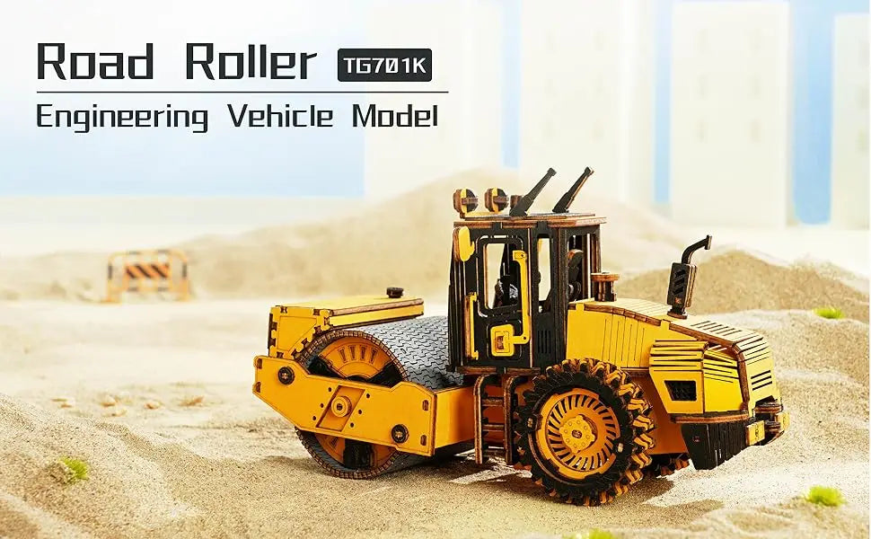 Robotime ROKR Dampfwalze Holzpuzzle – 3D Modellbausatz aus Holz für Kinder & Erwachsene