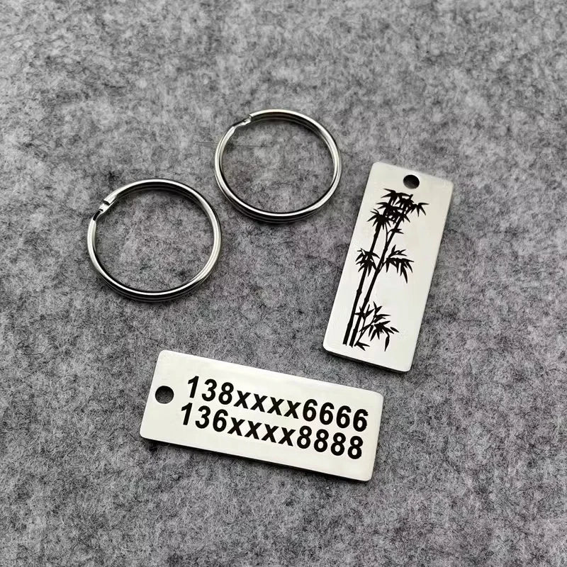 Porte-clés personnalisé en acier inoxydable – gravure avec nom, numéro de téléphone ou logo