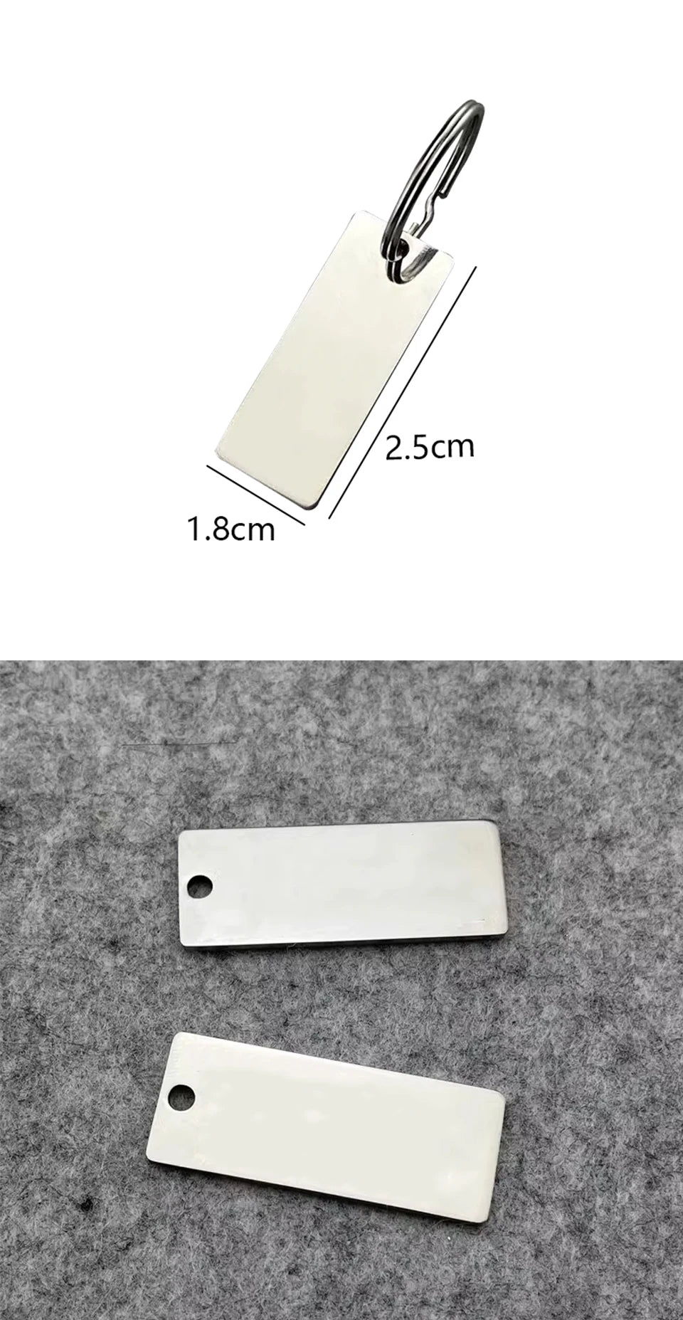 Porte-clés personnalisé en acier inoxydable – gravure avec nom, numéro de téléphone ou logo