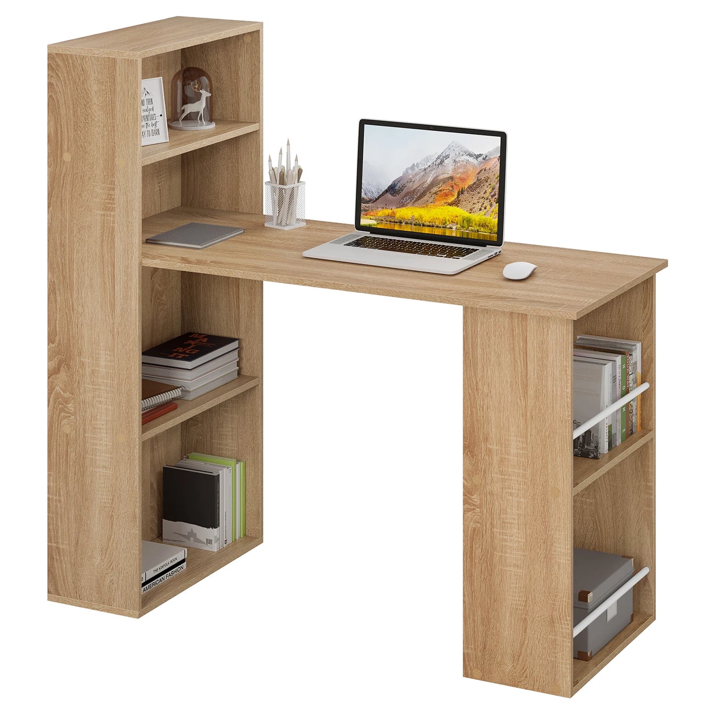 122 x 120 x 55 cm, computer office desk, modern corner and study desk with storage space for living room, home office