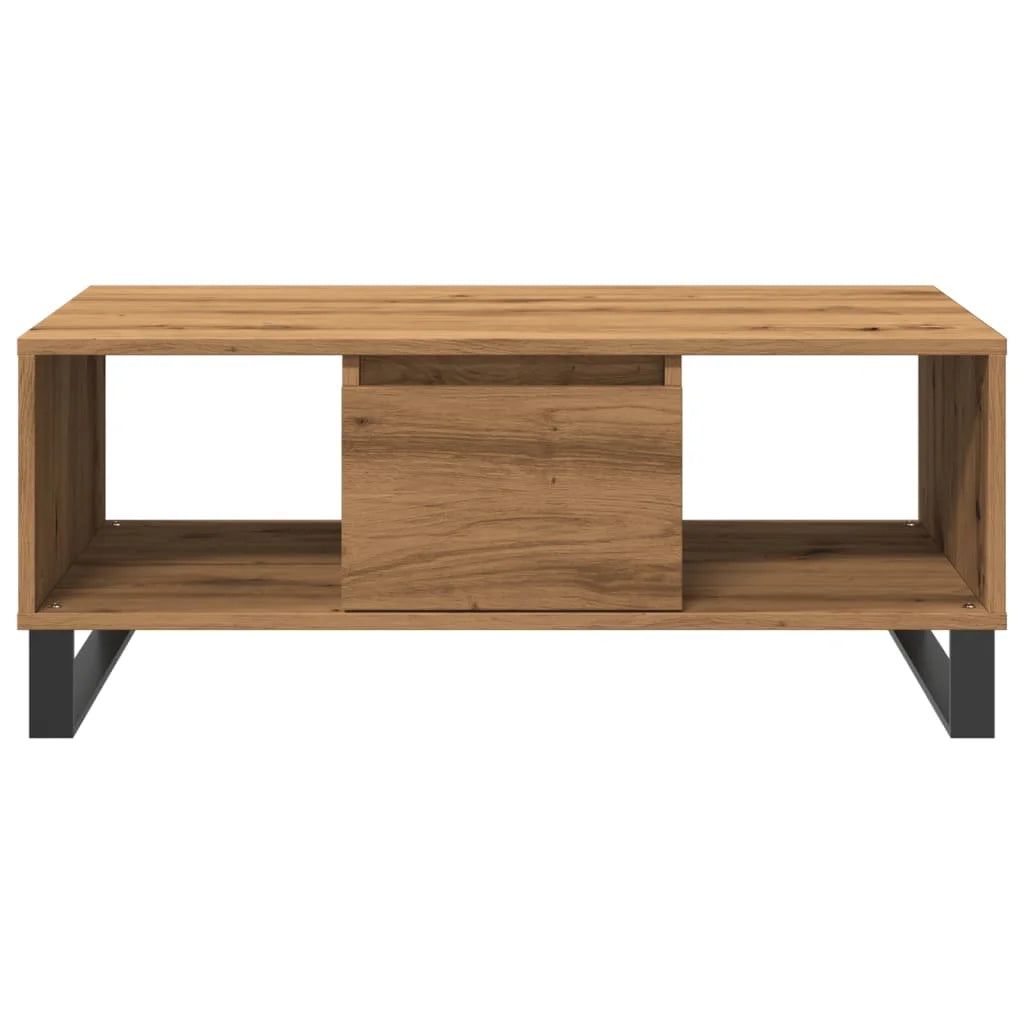 Couchtisch 90×50×36,5 cm – Handgefertigt aus Holzwerkstoff in Artisan Eiche mit Metallfüßen
