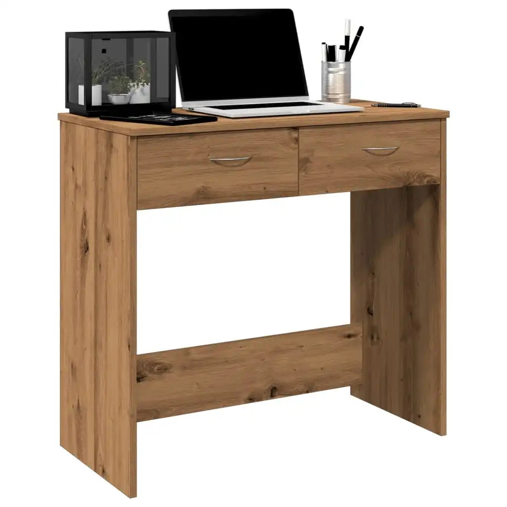 Desk 80×40×75 cm – Handcrafted from engineered wood in Artisan Oak | Compact table with 2 drawers