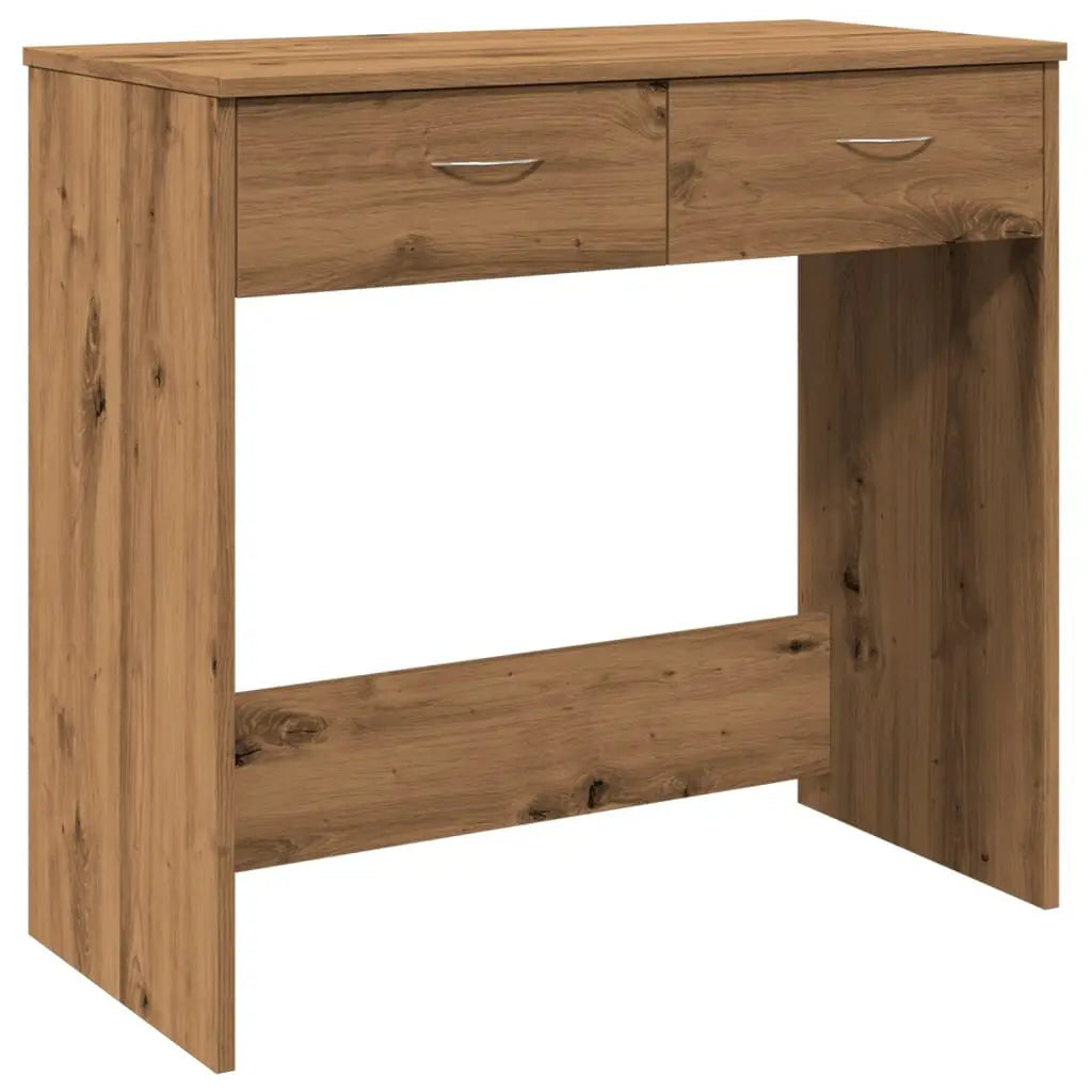 Desk 80×40×75 cm – Handcrafted from engineered wood in Artisan Oak | Compact table with 2 drawers