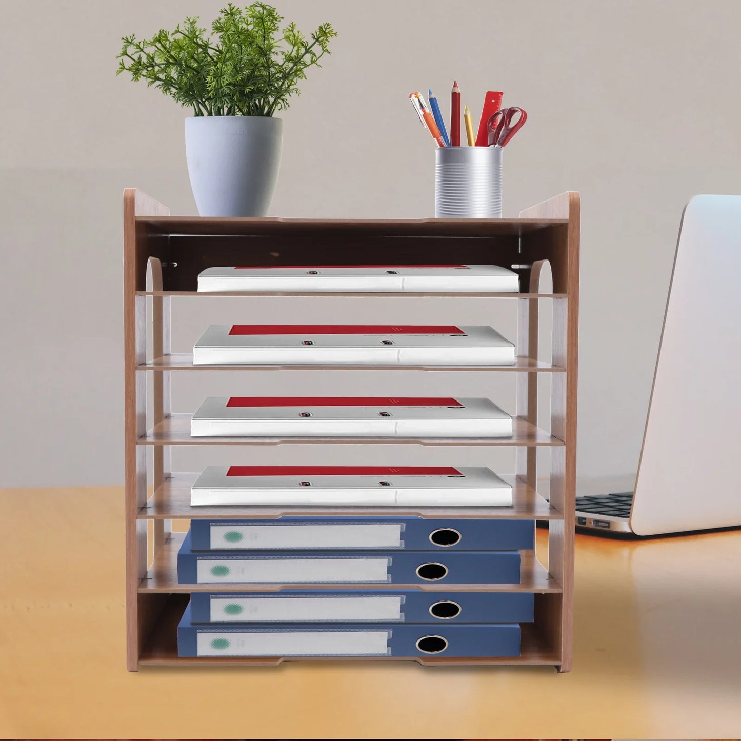 Holz Schreibtisch Organizer A4 Papierablage 7 Stufige Dokumentenablage Aktenregal für Büro und Home Office