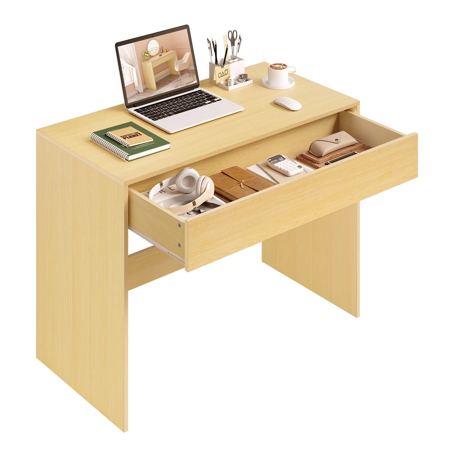 Gaming-Schreibtisch Eiche 100×50 cm mit Schublade – kompakter PC-Tisch fürs Home Office