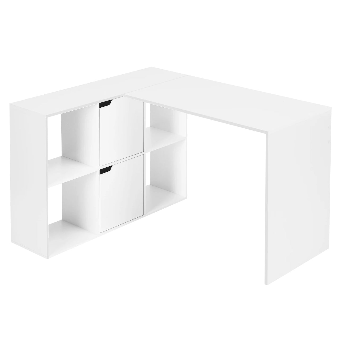 Weißer L-förmiger Computertisch mit Regalen 118 x 100 x 75 cm Eckschreibtisch mit Bücherregal für Büro und Home Office