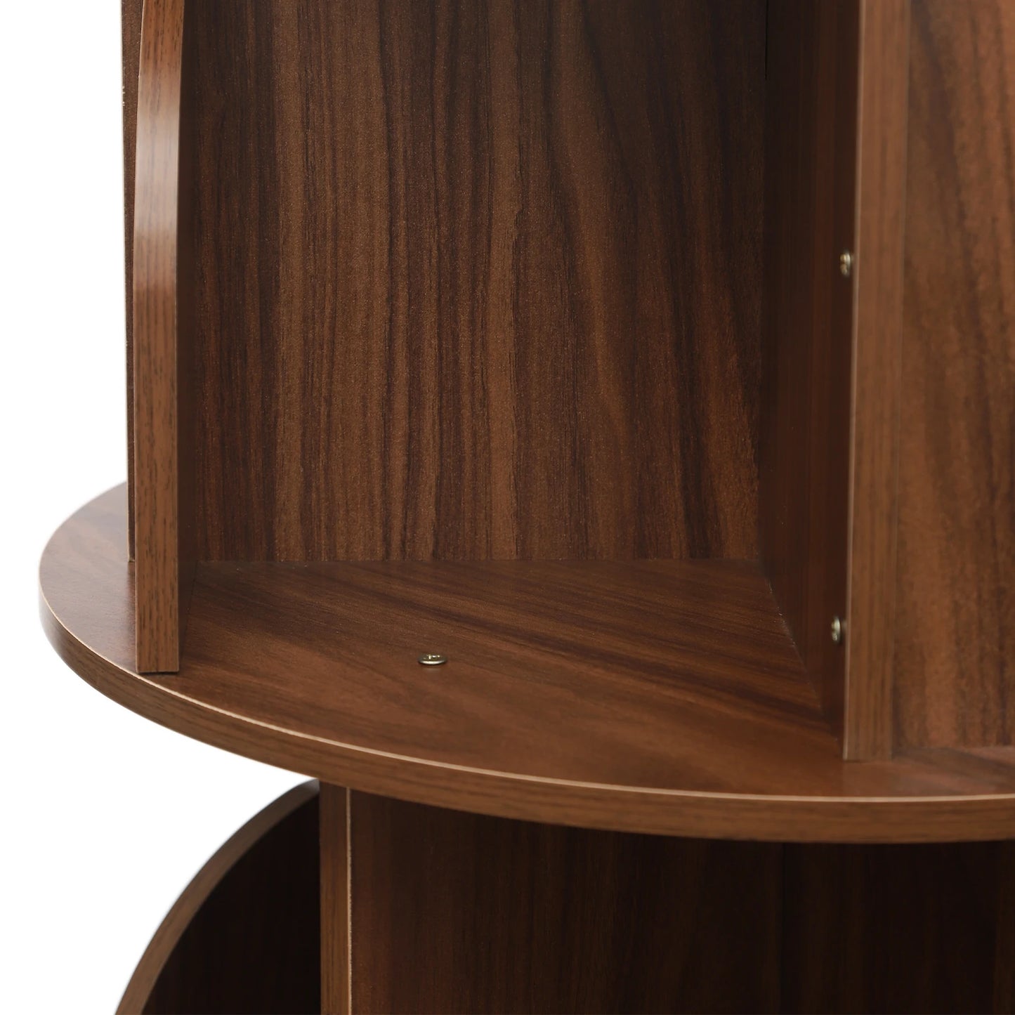 Rotating solid wood bookcase with drawer – 4 levels, 360° rotatable, on castors