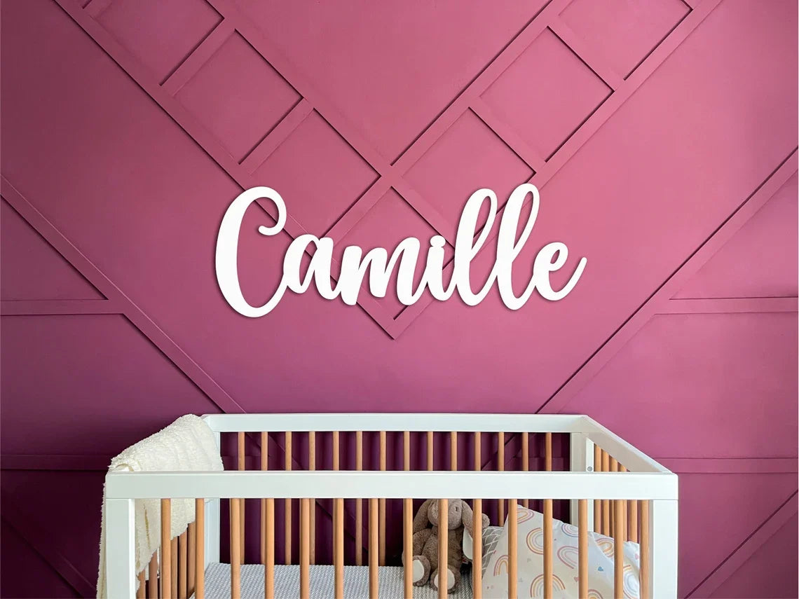 Personalized wooden lettering – 45 cm – name plate for baby room, wedding or gift – wall decoration