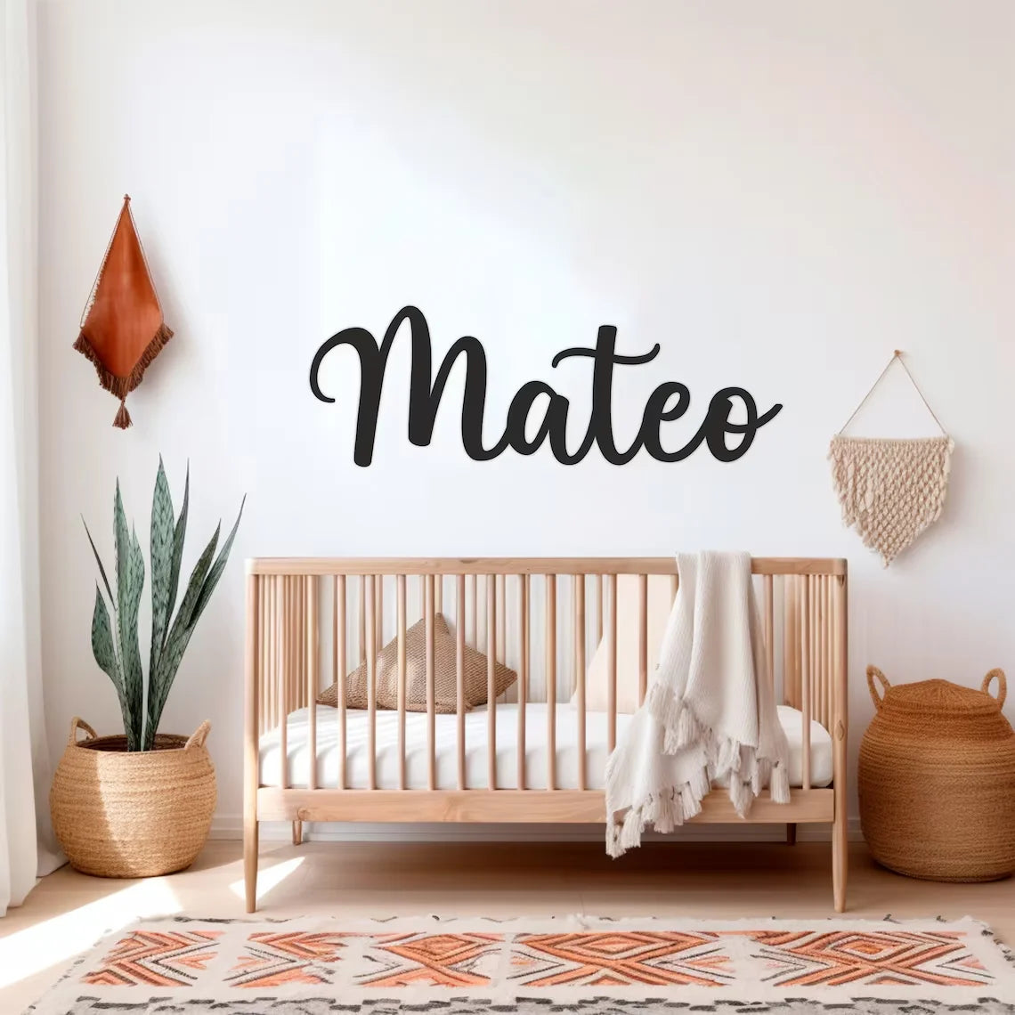 Personalized wooden lettering – 45 cm – name plate for baby room, wedding or gift – wall decoration