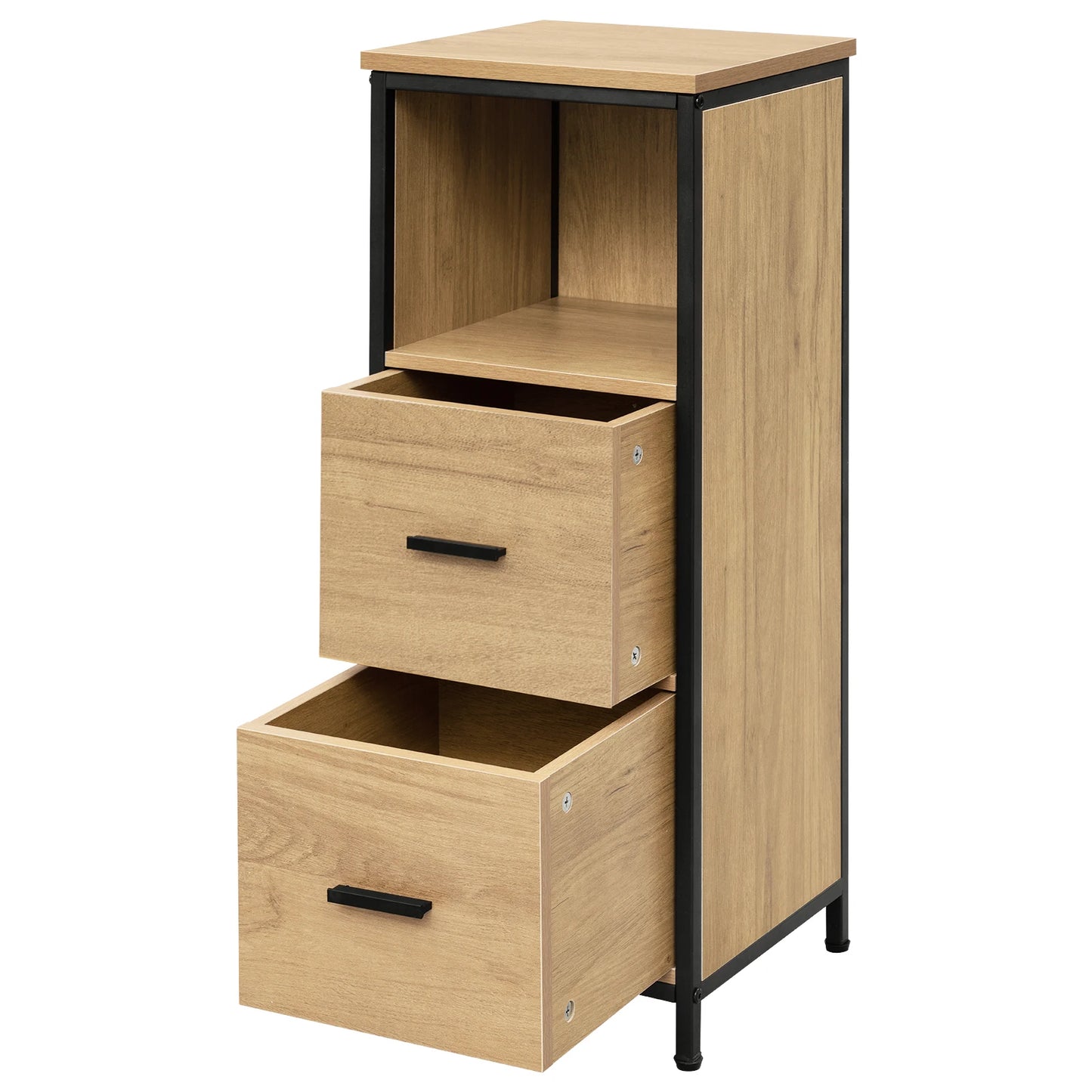 Meuble de salle de bain étroit avec tiroirs, chêne/noir 80 cm