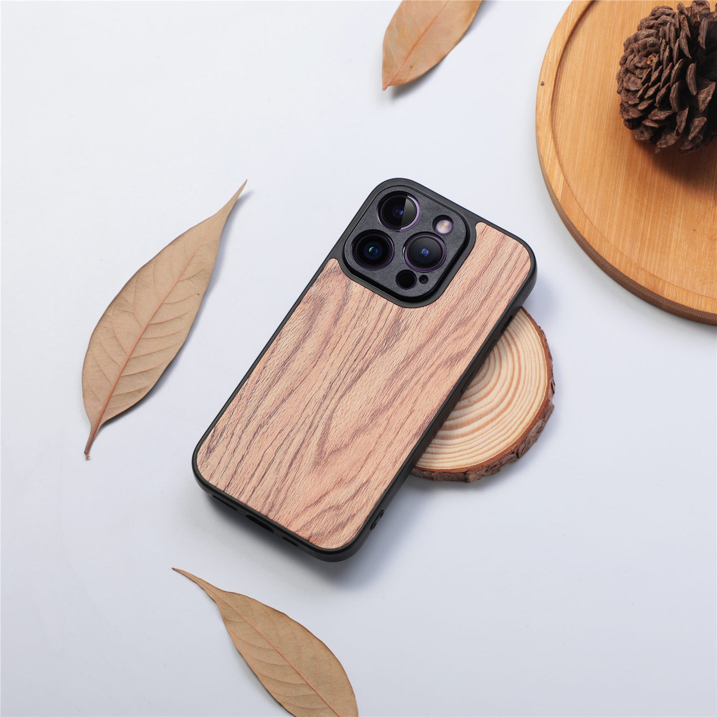 Wood-look phone case with fine grain – shockproof & stylish for iPhone