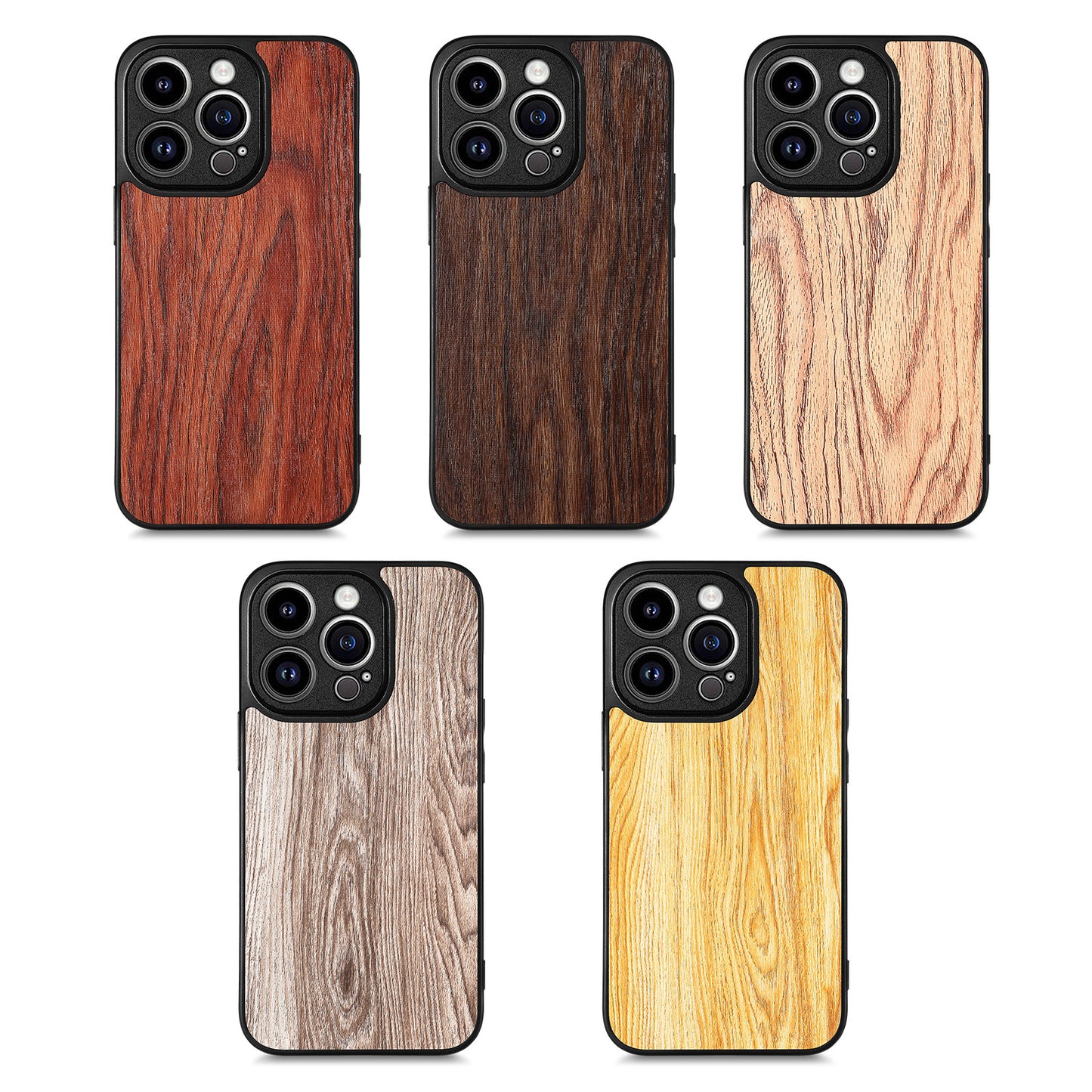 Wood-look phone case with fine grain – shockproof & stylish for iPhone
