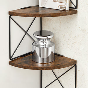 Étagère d'angle VASAGLE Zigzag – 5 niveaux, étagère murale vintage marron-noir, hauteur 127 cm