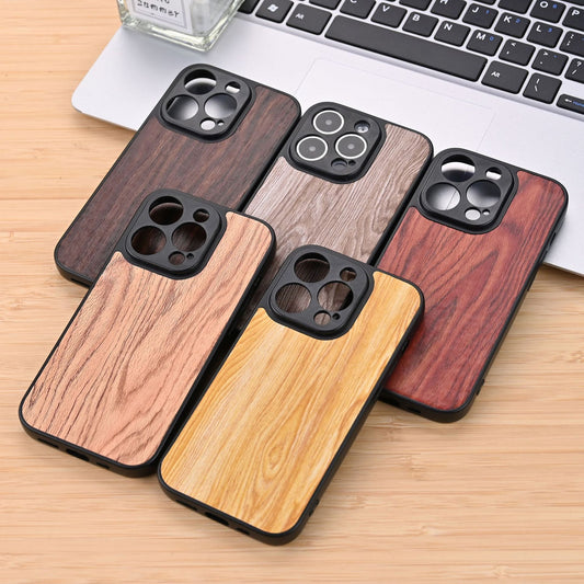 Wood-look phone case with fine grain – shockproof &amp; stylish for iPhone