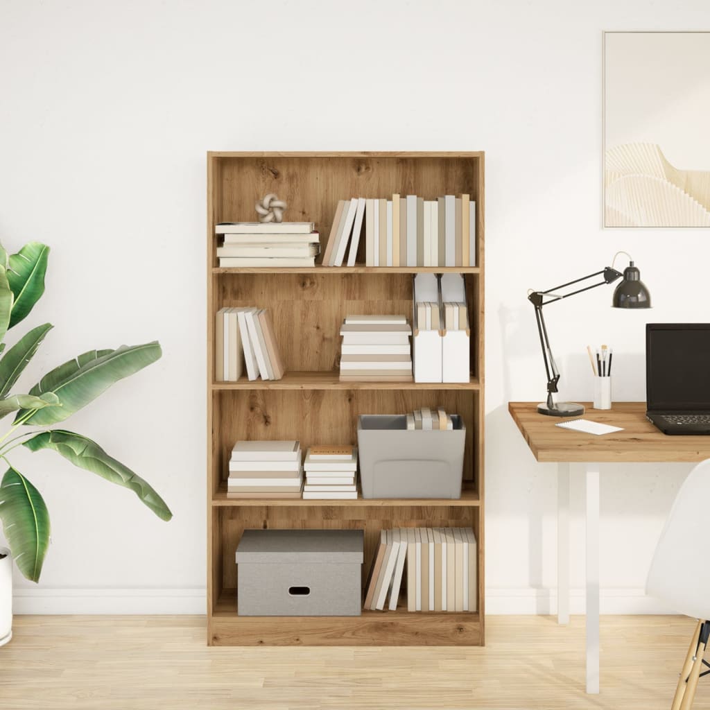 Bücherregal 80×24×143 cm – Handgefertigt aus Holzwerkstoff in Artisan Eiche