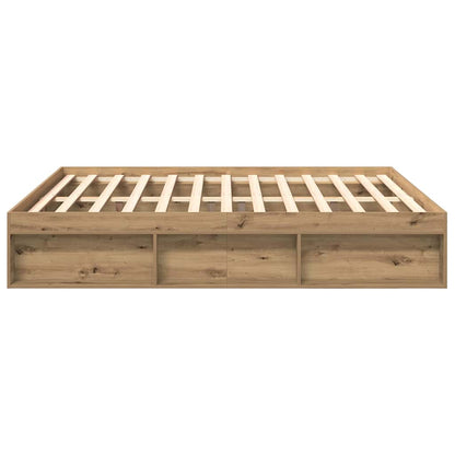 Bed frame 200×200 cm without mattress – Handcrafted from wood material in Artisan Oak | Solid design