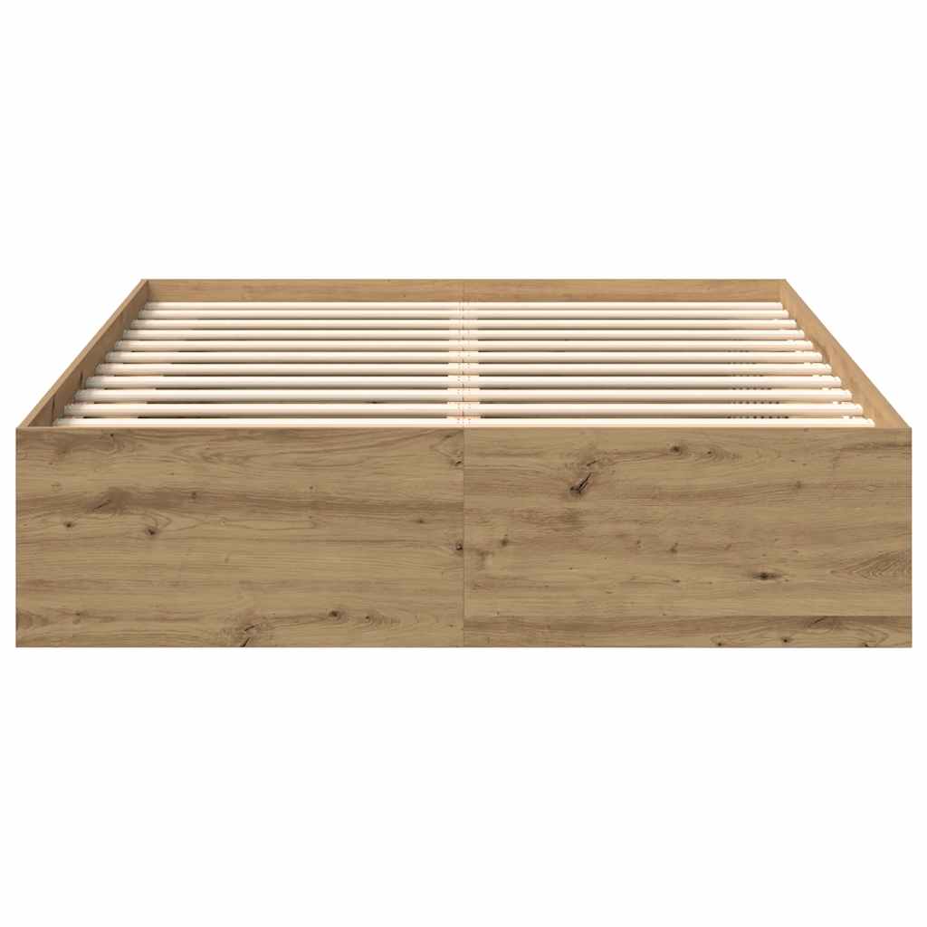 Bettgestell 140×190 cm – Handgefertigt aus Holzwerkstoff in Artisan Eiche | Ohne Matratze