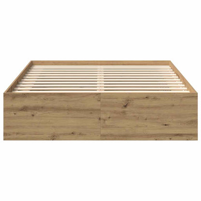 Bettgestell 140×190 cm – Handgefertigt aus Holzwerkstoff in Artisan Eiche | Ohne Matratze