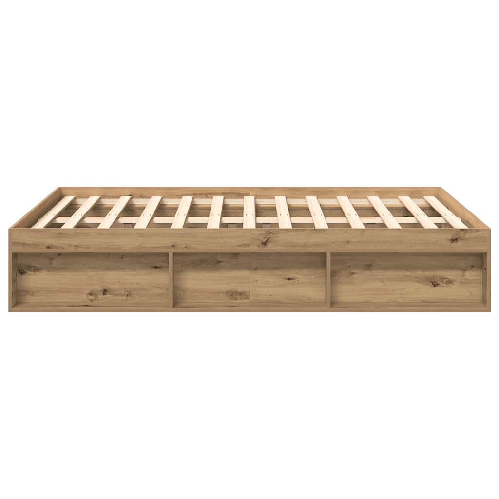 Bettgestell 140×190 cm – Handgefertigt aus Holzwerkstoff in Artisan Eiche | Ohne Matratze