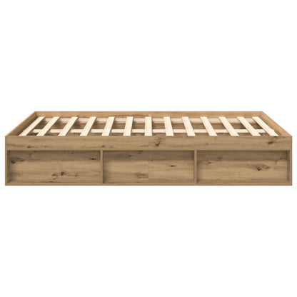 Bettgestell 140×190 cm – Handgefertigt aus Holzwerkstoff in Artisan Eiche | Ohne Matratze