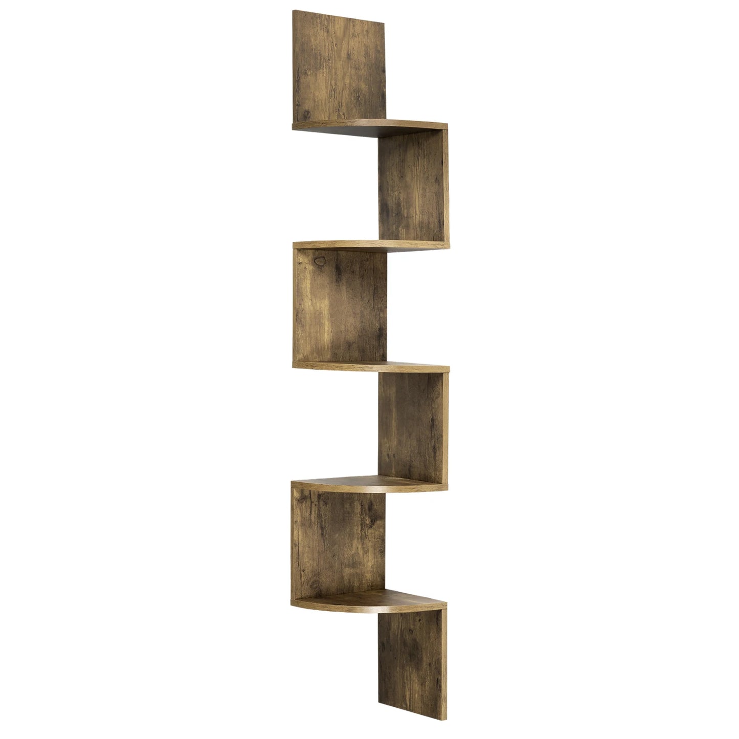 Étagère murale WOLTU Zigzag à 5 niveaux – Blanc/Noir, hauteur 156 cm, étagère d'angle moderne