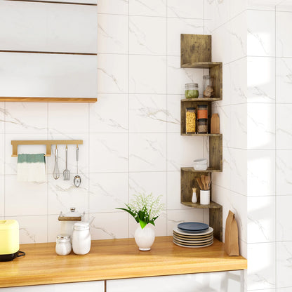 Étagère murale WOLTU Zigzag à 5 niveaux – Blanc/Noir, hauteur 156 cm, étagère d'angle moderne
