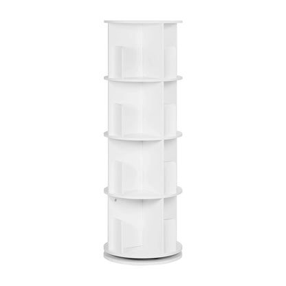 Weißes drehbares Bücherregal 4 Etagen 16 Fächer 360° Regal für Wohnzimmer Büro Kinderzimmer Organizer