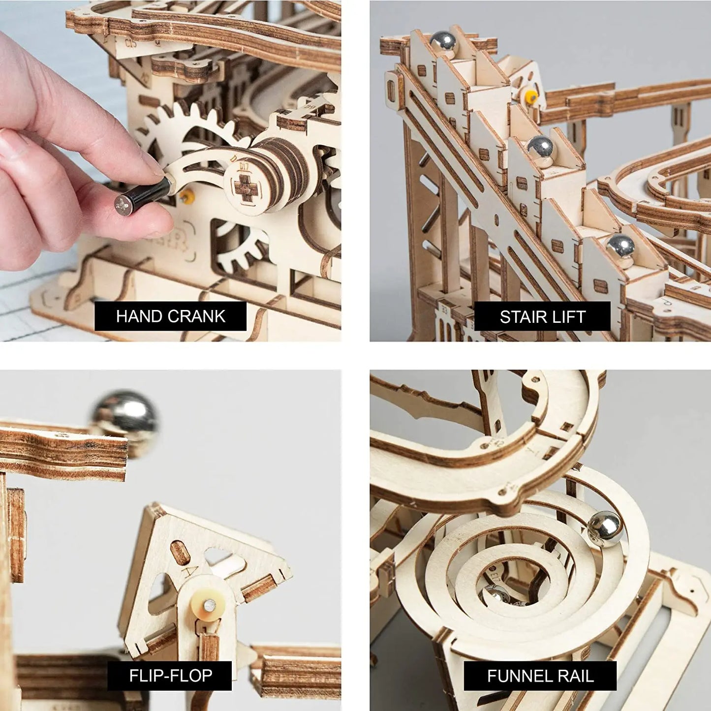 Robotime ROKR Kugelbahn Holzpuzzle – Marble Run Wasserrad 3D Bausatz für Kinder & Erwachsene