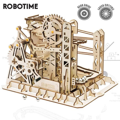 Robotime ROKR Kugelbahn Holzpuzzle – Marble Run Wasserrad 3D Bausatz für Kinder & Erwachsene
