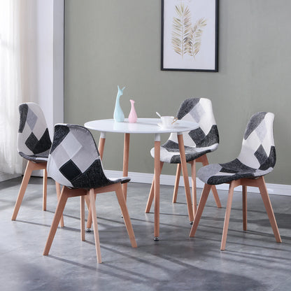 8er-Set Esszimmerstühle im skandinavischen Patchwork-Stil – ergonomisch & farbenfroh