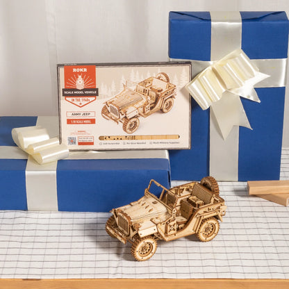 Robotime ROKR 3D Holzpuzzle Fahrzeuge – Dampfzug, Jeep, Truck & Rennwagen zum Selbstbauen