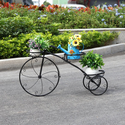 Support à plantes tricycle en métal, 3 niveaux, porte-fleurs pour jardin et balcon