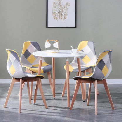 8er-Set Esszimmerstühle im skandinavischen Patchwork-Stil – ergonomisch & farbenfroh
