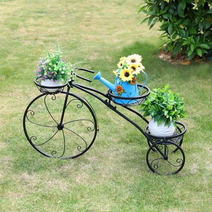 Support à plantes tricycle en métal, 3 niveaux, porte-fleurs pour jardin et balcon