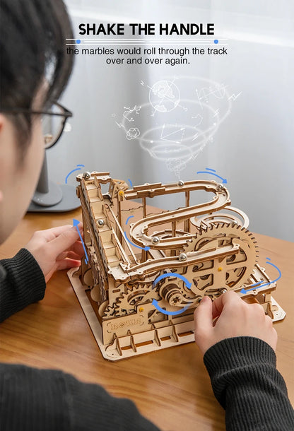 Robotime ROKR Kugelbahn Holzpuzzle – Marble Run Wasserrad 3D Bausatz für Kinder & Erwachsene