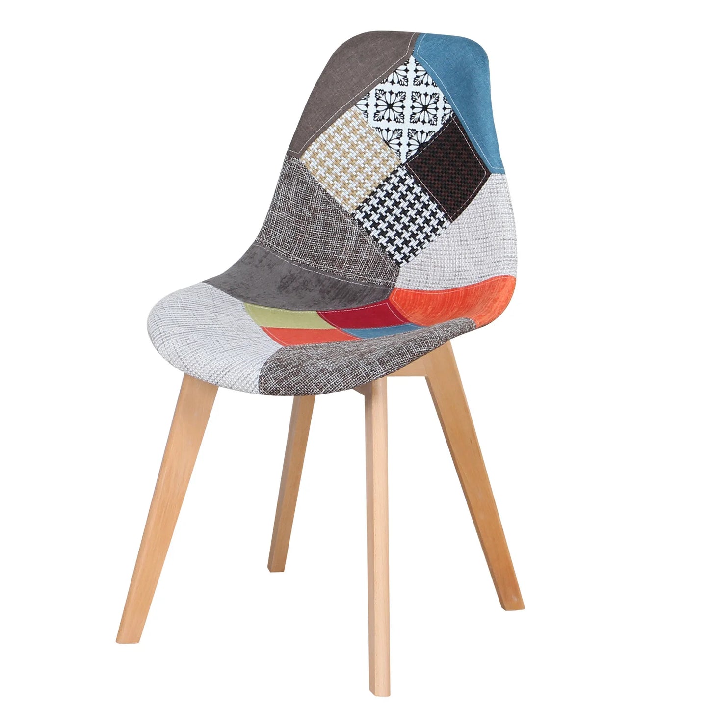 8er-Set Esszimmerstühle im skandinavischen Patchwork-Stil – ergonomisch & farbenfroh