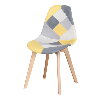 8er-Set Esszimmerstühle im skandinavischen Patchwork-Stil – ergonomisch & farbenfroh