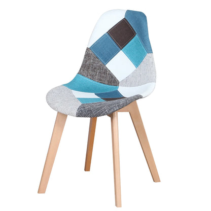 8er-Set Esszimmerstühle im skandinavischen Patchwork-Stil – ergonomisch & farbenfroh
