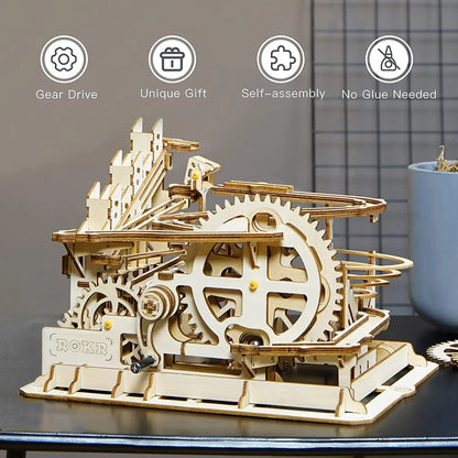 Robotime ROKR Kugelbahn Holzpuzzle – Marble Run Wasserrad 3D Bausatz für Kinder & Erwachsene