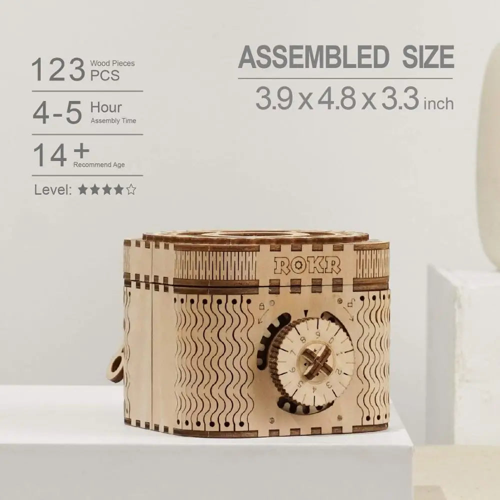 Robotime ROKR Schatztruhe Holzpuzzle – 3D DIY Treasure Box mit Zahlencode | Puzzlebox aus Holz für Kinder & Erwachsene