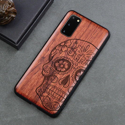 Gravierte Holz Handyhülle Samsung Galaxy S25 Plus – Echtholz mit Motivwahl
