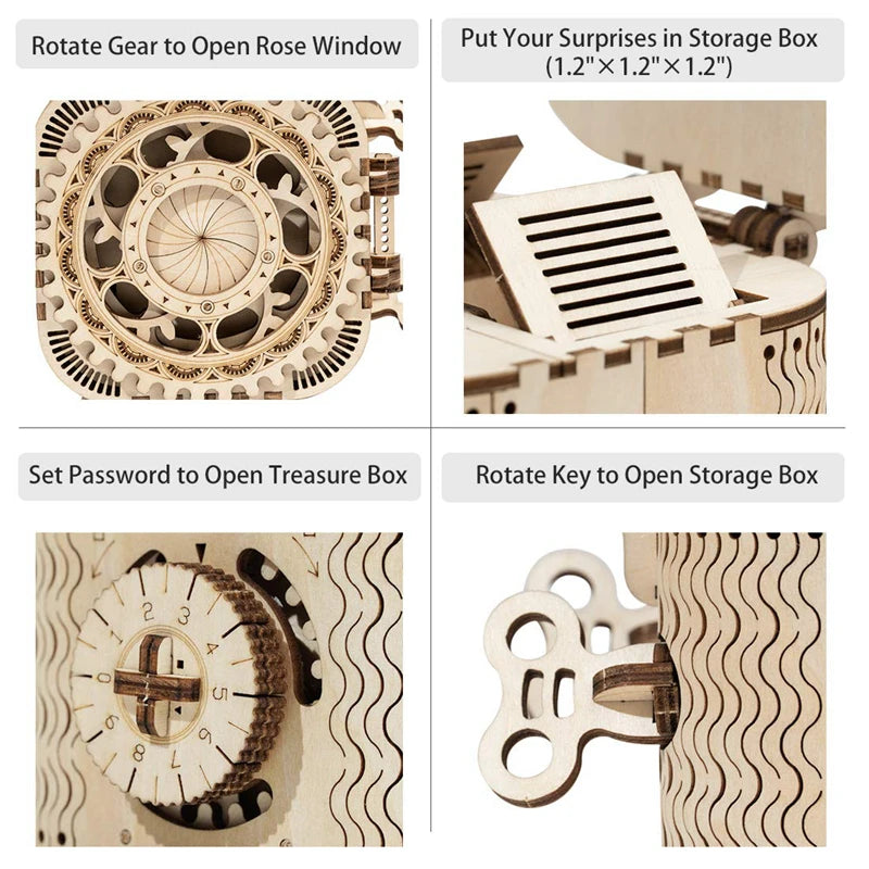 Robotime ROKR Schatztruhe Holzpuzzle – 3D DIY Treasure Box mit Zahlencode | Puzzlebox aus Holz für Kinder & Erwachsene