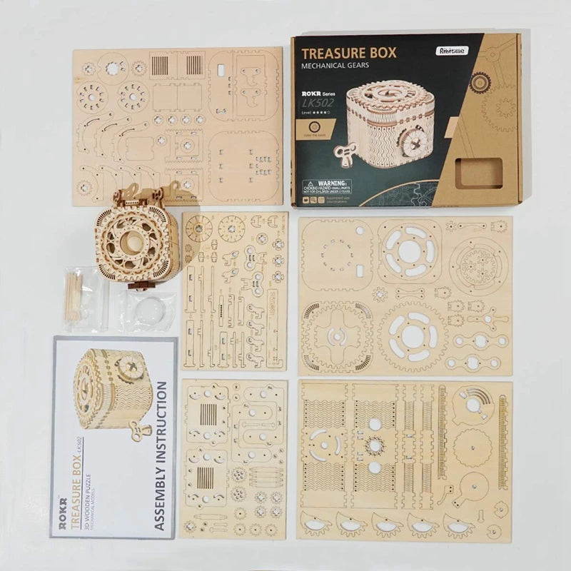 Robotime ROKR Schatztruhe Holzpuzzle – 3D DIY Treasure Box mit Zahlencode | Puzzlebox aus Holz für Kinder & Erwachsene