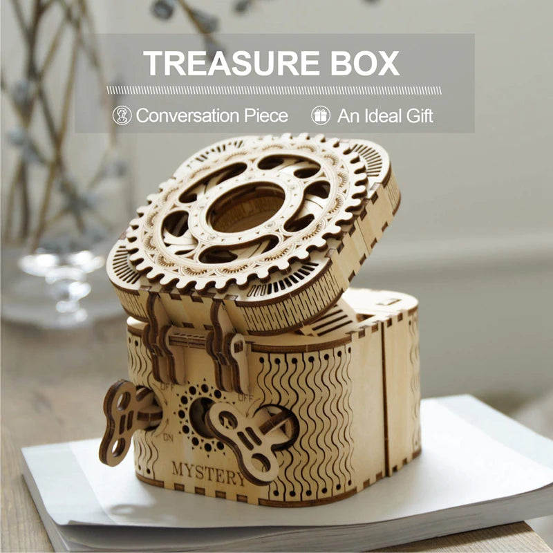 Robotime ROKR Schatztruhe Holzpuzzle – 3D DIY Treasure Box mit Zahlencode | Puzzlebox aus Holz für Kinder & Erwachsene
