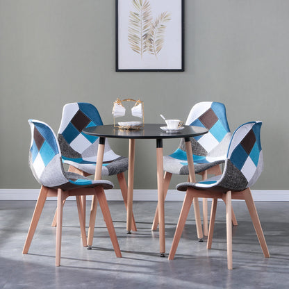 8er-Set Esszimmerstühle im skandinavischen Patchwork-Stil – ergonomisch & farbenfroh