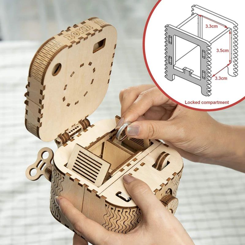 Robotime ROKR Schatztruhe Holzpuzzle – 3D DIY Treasure Box mit Zahlencode | Puzzlebox aus Holz für Kinder & Erwachsene